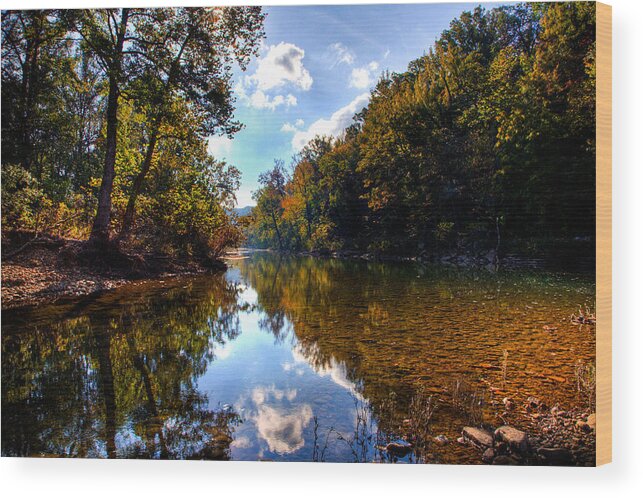 Ozark Campground Wood Print featuring the photograph Downriver at Ozark Campground by Michael Dougherty