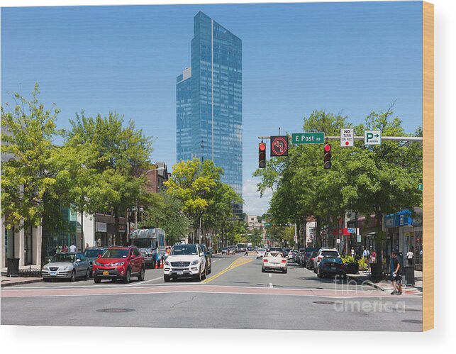 Clarence Holmes Wood Print featuring the photograph Downtown White Plains New York V by Clarence Holmes
