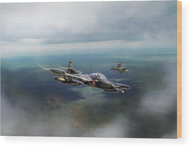 Aviation Wood Print featuring the digital art Dragonfly Special Operations by Peter Chilelli