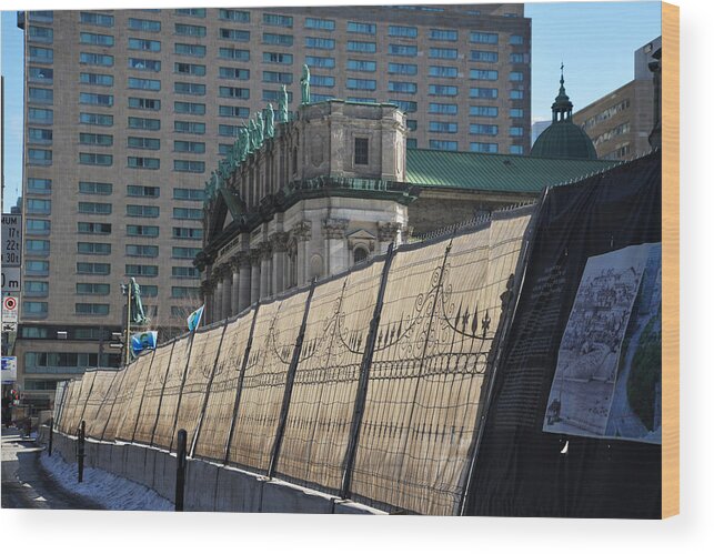 Montreal Wood Print featuring the photograph Draped Fence by Jean-Marc Robert