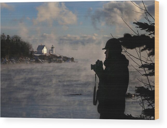 Sea Smoke Wood Print featuring the photograph Dressed for Sea Smoke by John Meader