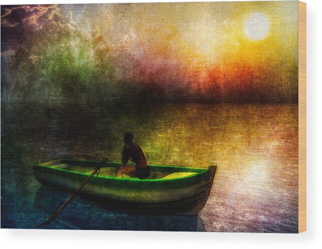 Seascape Wood Print featuring the painting Drifting Into The Light by Bob Orsillo