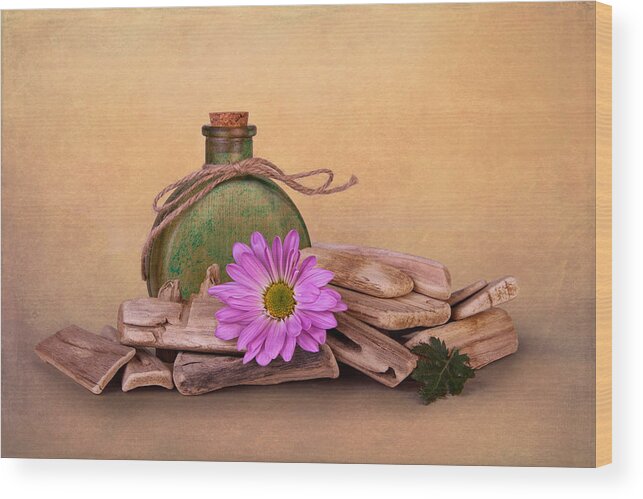 Art Wood Print featuring the photograph Driftwood with Daisy by Tom Mc Nemar