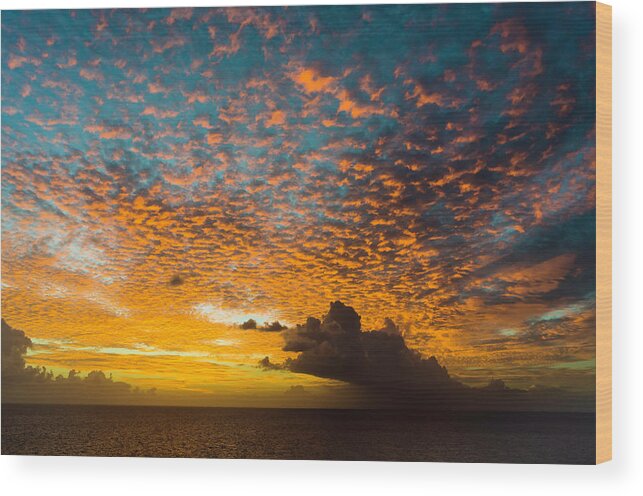 Barbados Wood Print featuring the photograph Dusk, East of Barbados by John Roach