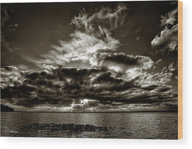 Sunset Wood Print featuring the photograph Dynamic Sunset - Sepia by Christopher Holmes