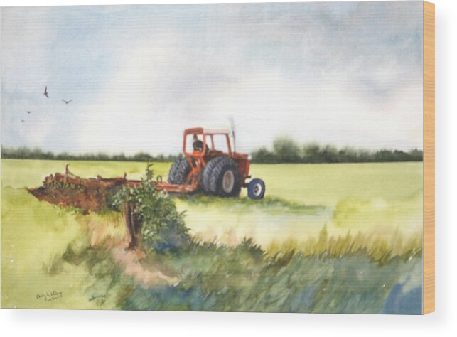 Farm. Tractor Wood Print featuring the painting Early Bird by Bobby Walters