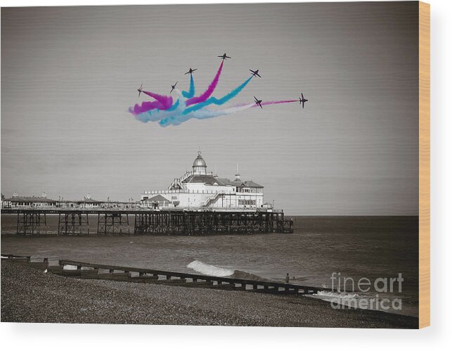 The Red Arrows Wood Print featuring the digital art Eastbourne Break by Airpower Art