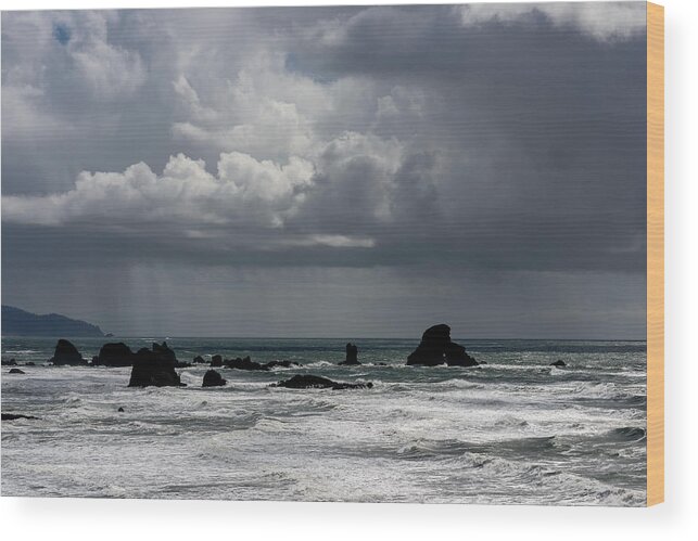 Cannon Beach Wood Print featuring the photograph Ecola Rain by Robert Potts