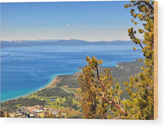Lake Tahoe Wood Print featuring the photograph Edgewood Golf Course and Lake Tahoe - South Lake Tahoe - California by Bruce Friedman