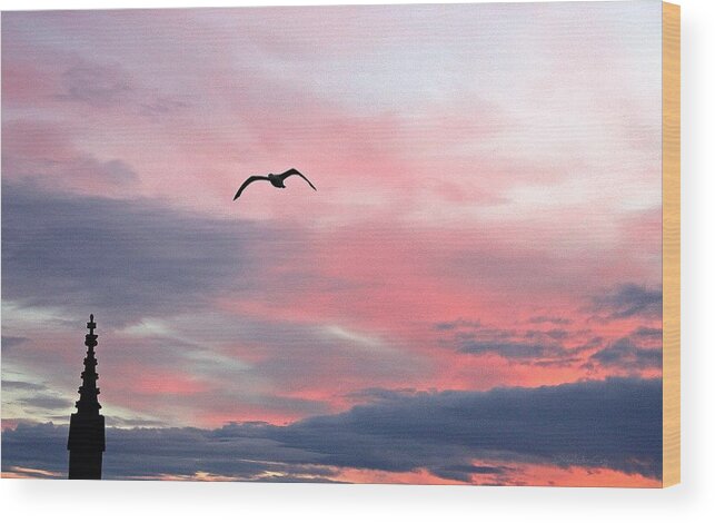 Edinburgh Wood Print featuring the photograph Edinburgh Steeple Sky Vista by Diane Lindon Coy
