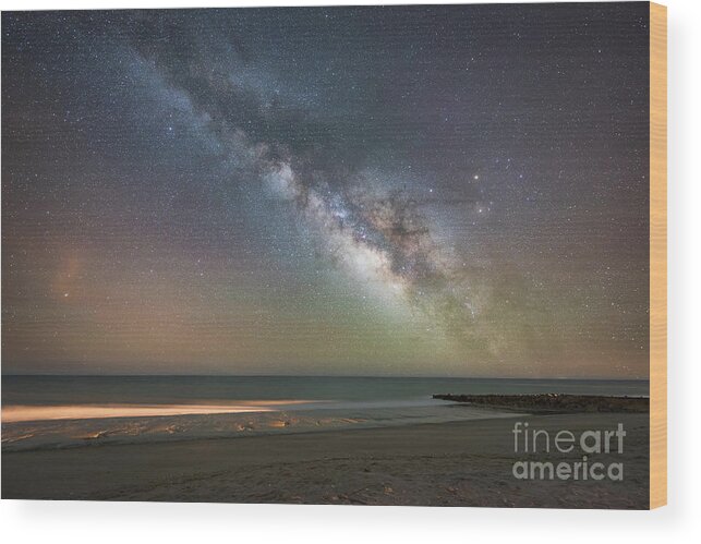 Edisto Beach Milky Way Wood Print featuring the photograph Edisto Beach Milky Way by Michael Ver Sprill