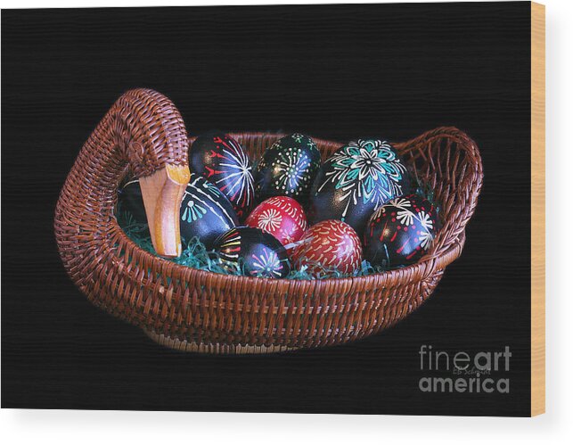 Happy Easter Wood Print featuring the photograph Eggs in a Goose Basket by E B Schmidt