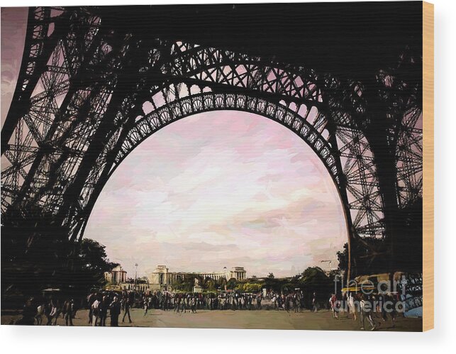 Eiffel Tower Wood Print featuring the photograph Eiffel Big Screen Paris by Chuck Kuhn