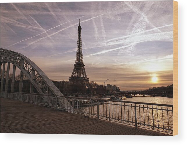 Eiffel Tower Wood Print featuring the photograph Eiffel Tower at Dusk by Aurella FollowMyFrench