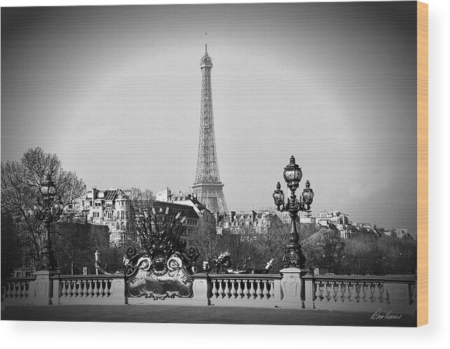 Eiffel Tower Wood Print featuring the photograph Eiffel Tower from Bridge by Diana Haronis
