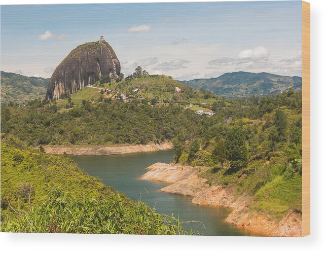 Monolith Wood Print featuring the photograph El Penol of Guatape, Columbia by Robert McKinstry