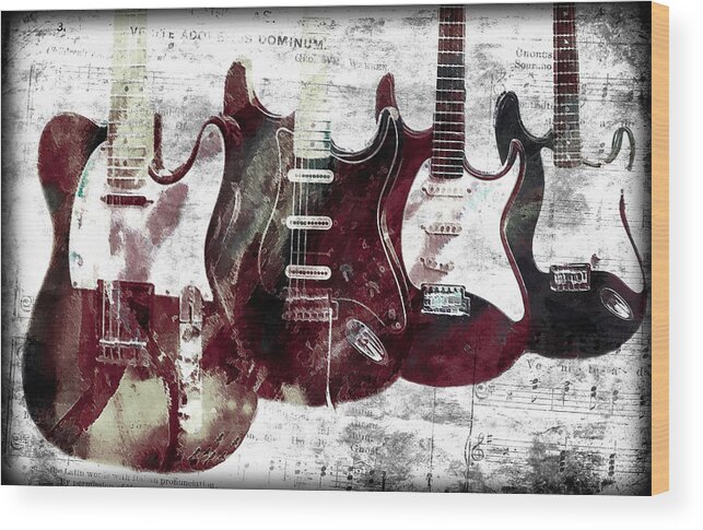 Electric Guitar Wood Print featuring the photograph Electric Guitar Notes by Athena Mckinzie