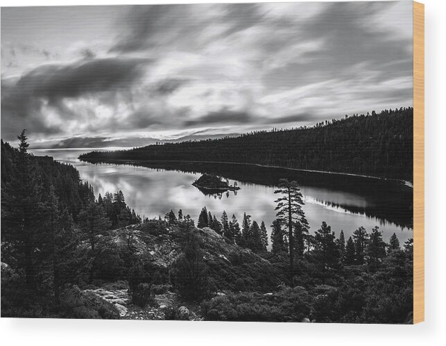 Emerald Bay Wood Print featuring the photograph Emerald Bay Black and White by Brad Scott