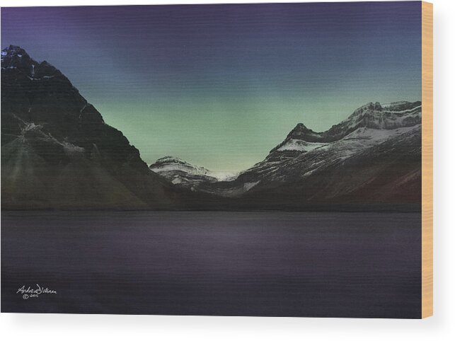 Night Wood Print featuring the photograph Emerald Lake by night by Andrew Dickman