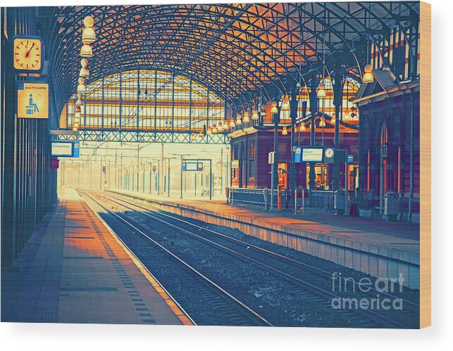 Day Wood Print featuring the photograph Empty Rail Station by Ariadna De Raadt