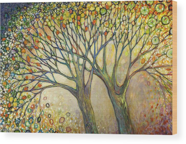 Tree Wood Print featuring the painting Entwined No 2 by Jennifer Lommers