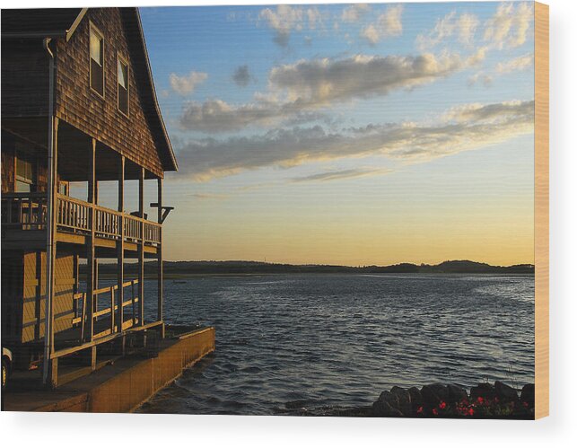 Sunset Wood Print featuring the photograph Essex Beach House by AnnaJanessa PhotoArt