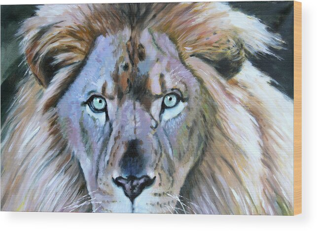 Lions Face Wood Print featuring the painting Eternal Nature of Our Universe - detail by John Lautermilch