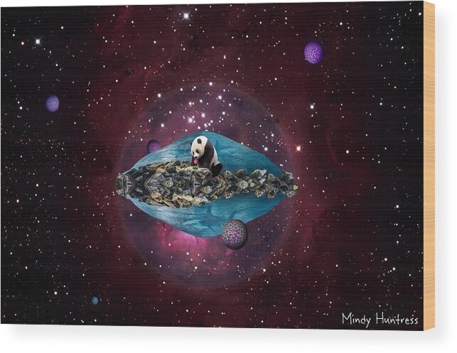 Space Wood Print featuring the mixed media Eternal Optimist by Mindy Huntress
