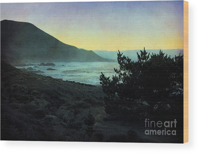 Textured Landscape Wood Print featuring the photograph Evening on the California Coast by Ellen Cotton