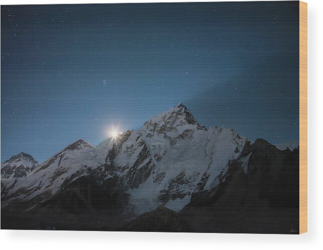 Nepal Wood Print featuring the photograph Everest Supermoon by Owen Weber
