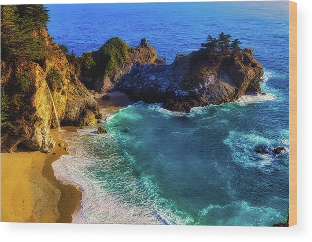 Big Sur California Wood Print featuring the photograph Exotic Big Sur Waterfall by Garry Gay