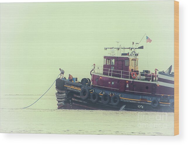 Tug Boat Wood Print featuring the photograph Extend the Tow Line by Dale Powell