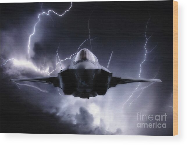 F35 Wood Print featuring the digital art F-35 Next Gen Lightning by Airpower Art