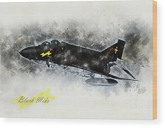 F-4 Wood Print featuring the digital art F-4 Phantom Black Mike by Airpower Art