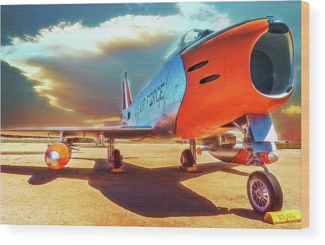 Jet Wood Print featuring the photograph F-86 Sabre Jet by Steve Benefiel