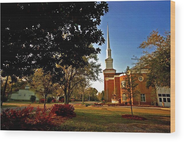 Church Wood Print featuring the painting Fairhope Alabama Church by Michael Thomas