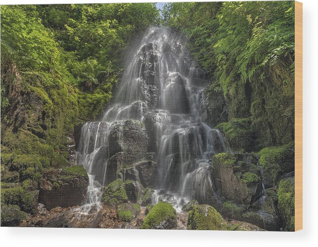 Fairy Falls Wood Print featuring the photograph Fairy Falls on a Sunny Day by David Gn