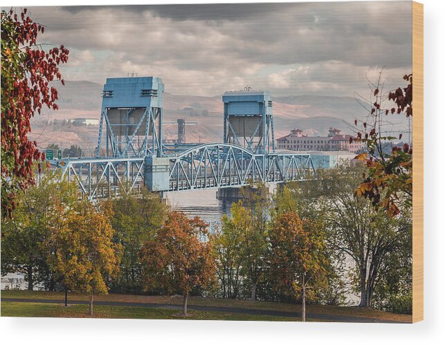 Blue Wood Print featuring the photograph Fall 2015 Blue Bridge by Brad Stinson