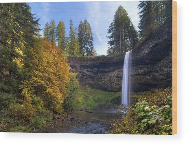 South Falls Wood Print featuring the photograph Fall Colors at South Falls by David Gn