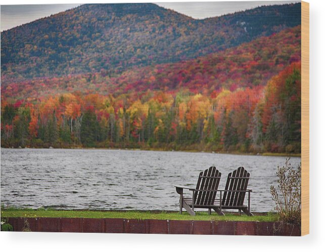 #jefffolger Wood Print featuring the photograph Fall foliage at Noyes Pond by Jeff Folger