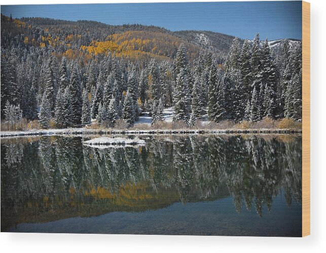 Mountains Wood Print featuring the photograph Fall Reflections by Ron Weathers