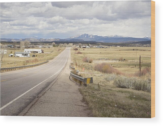 Highway; Distance; Horizon; Future; Village; Lonesome; Far Mountains; Perspective; Vista; Range; Scope; New Mexico Wood Print featuring the photograph Far Horizon by Tom Cochran
