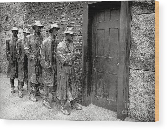Fdr Wood Print featuring the photograph FDR Memorial Breadline by Olivier Le Queinec
