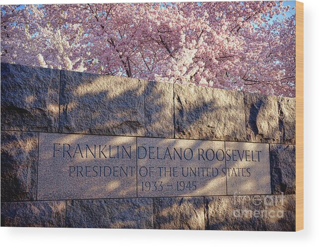 American Wood Print featuring the photograph FDR Memorial Marker in Washington D.C. by Olivier Le Queinec