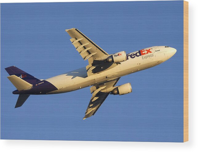 Airliner Wood Print featuring the photograph Fedex Airbus A300F4 605R N692FE Phoenix Sky Harbor December 23 2010 by Brian Lockett
