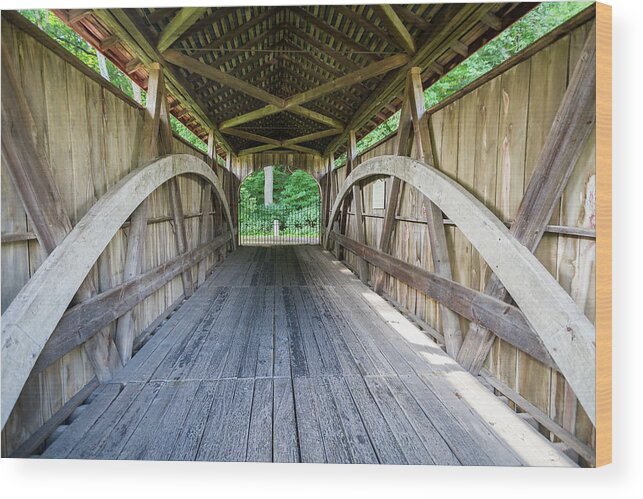 Bridge Wood Print featuring the photograph Feedwire Covered Bridge - Carillon Park Dayton Ohio by Jack R Perry