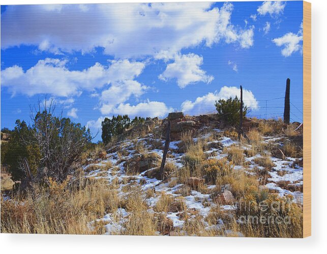 Southwest Landscape Wood Print featuring the photograph Fence Post by Robert WK Clark