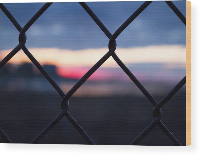 Sunrise Wood Print featuring the photograph Fenced In Sunrise by Kirkodd Photography Of New England