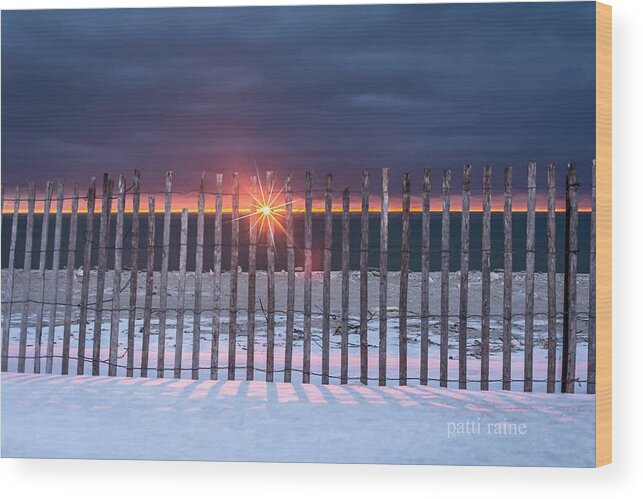 Sunrise Wood Print featuring the photograph Fencing by Patti Raine