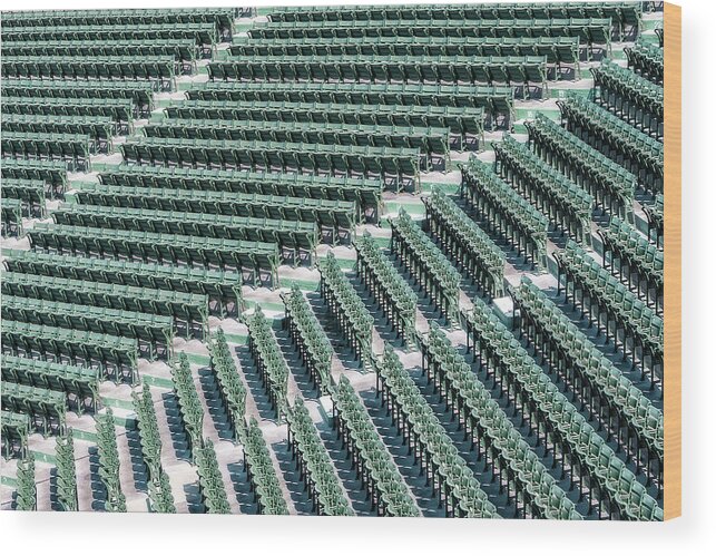 Boston Red Sox Wood Print featuring the photograph Fenway Park Green Bleachers by Susan Candelario